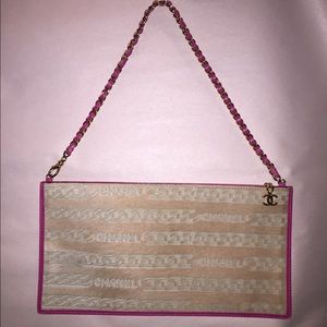 authentic CHANEL chainlink carved pony hide PURSE